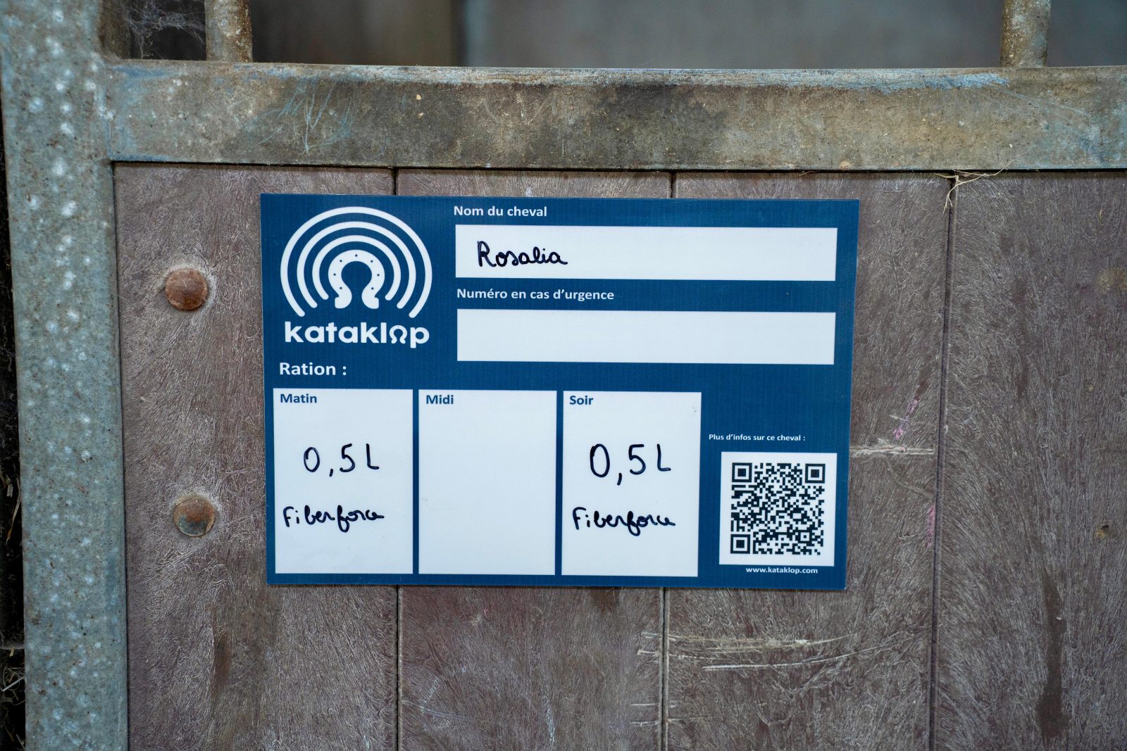 Kataklop boxplaat geïnstalleerd en ingevuld voor het paard Rosalia