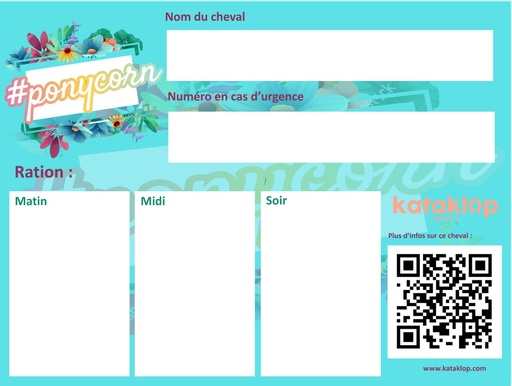 Plaque de box 2.0 Ponycorn  (-25% BLACKFRIDAY)